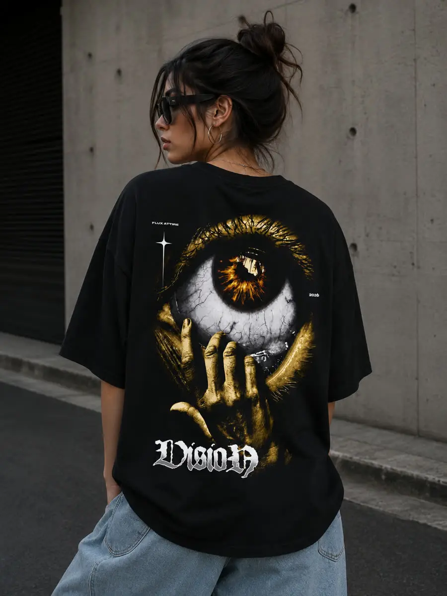 FLUX ATTIRE campaign — oversized streetwear tee, next chapter